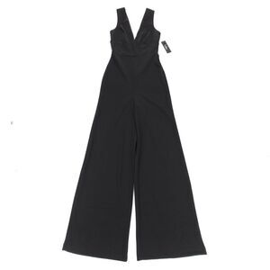 NWT Lulus Bold Era Black Sleeveless Wide-Leg Jumpsuit V-Neck Crepe Minimal Small